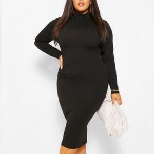 Mock neck body con midi dress